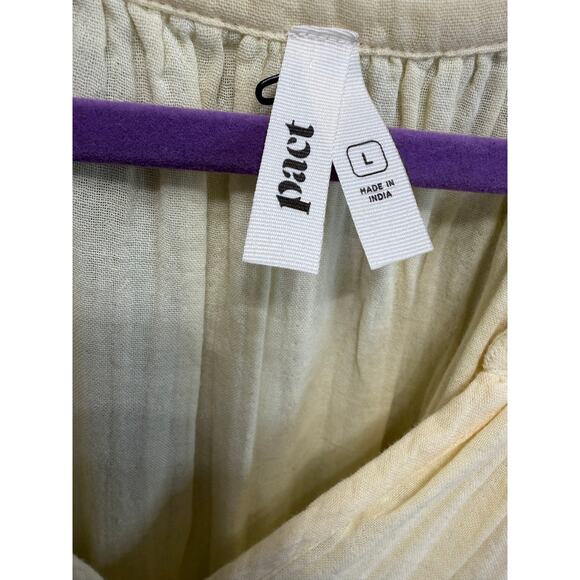 Pact Women's Organic Cotton Coastal Double Gauze Throw-And-Go Dress Sz L Yellow - Picture 8 of 10